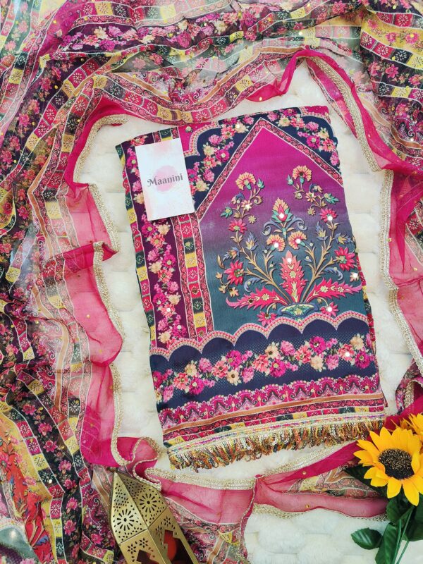 Chinnon Gulzar pakistani suit with beads & mirror work  lace work