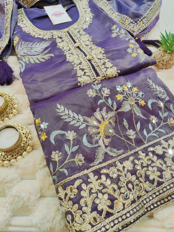 Simar fabric readymade suit with heavy embroidery zari and thread work - Image 3