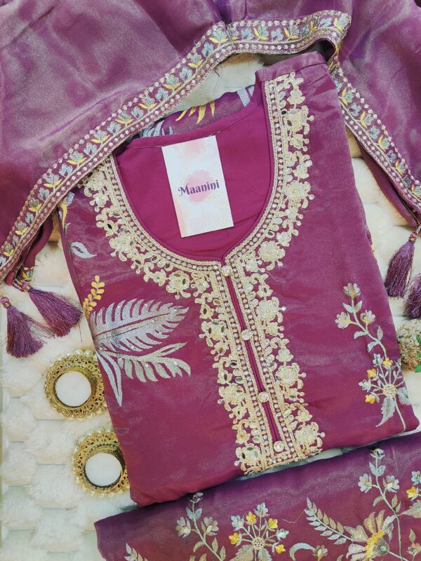 Simar fabric readymade suit with heavy embroidery zari and thread work - Image 3