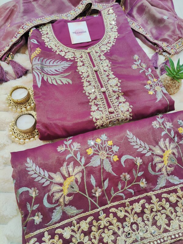 Simar fabric readymade suit with heavy embroidery zari and thread work - Image 4