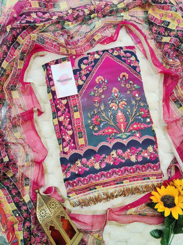 Chinnon Gulzar pakistani suit with beads & mirror work  lace work - Image 2