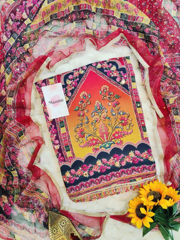 Chinnon Gulzar Pakistani suit with beads & mirror lace work - Image 2