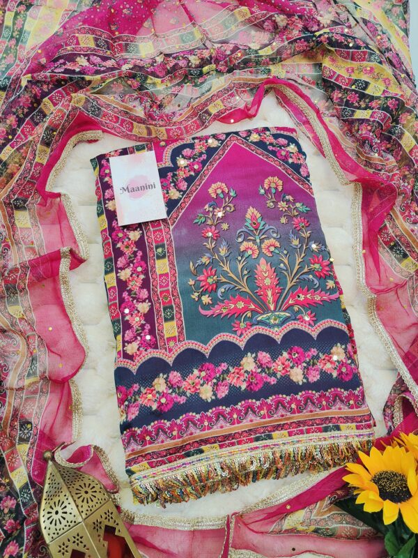 Chinnon Gulzar pakistani suit with beads & mirror work  lace work - Image 3