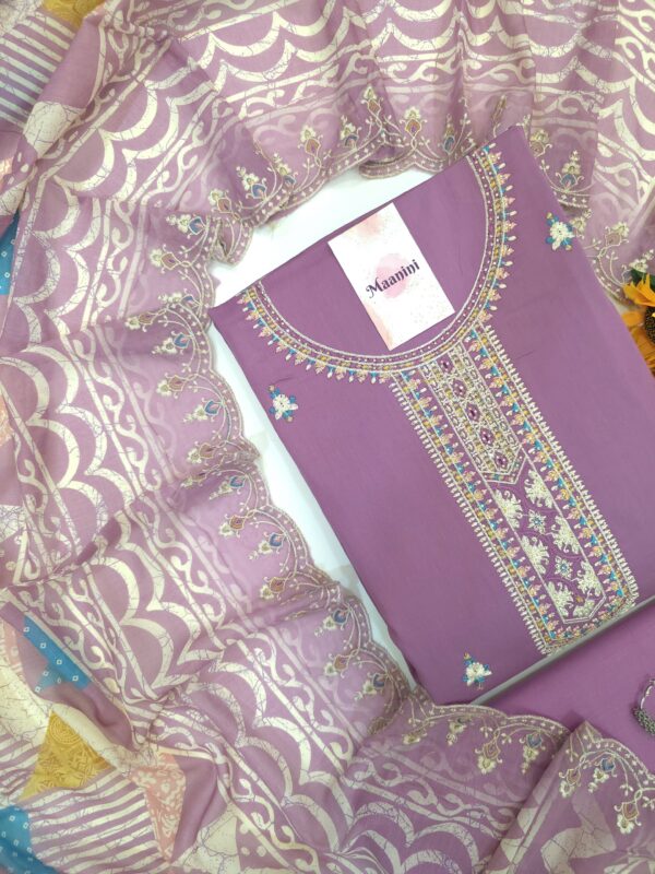 Pure Jam Cotton Suit with Fancy Embroidery & Multi Color Embroidery Dupatta - Image 5