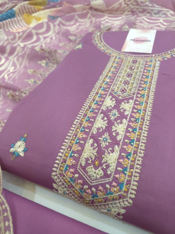 Pure Jam Cotton Suit with Fancy Embroidery & Multi Color Embroidery Dupatta - Image 2