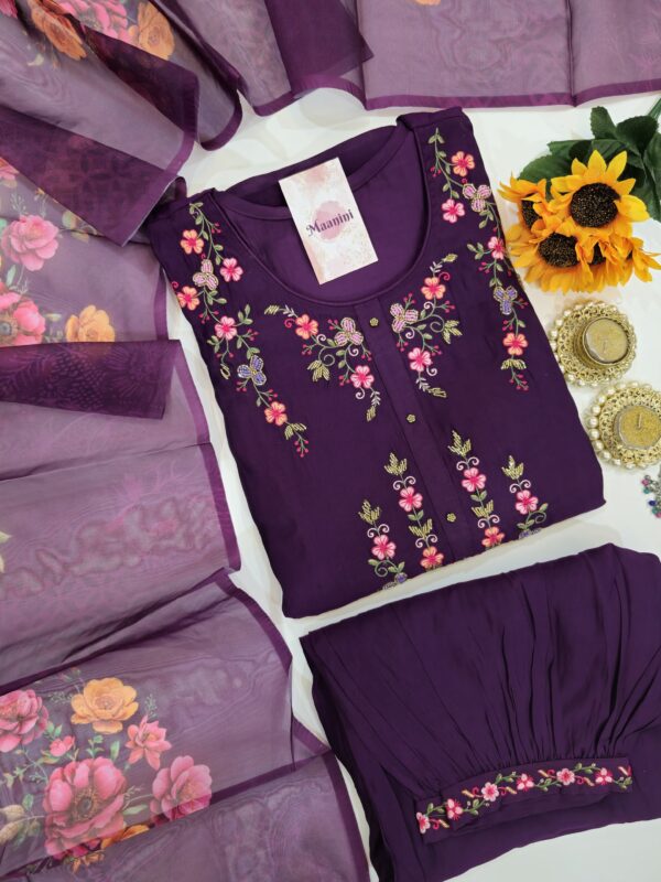 Readymade Silk Cotton suit with Afghani Pants & Digital print Dupatta