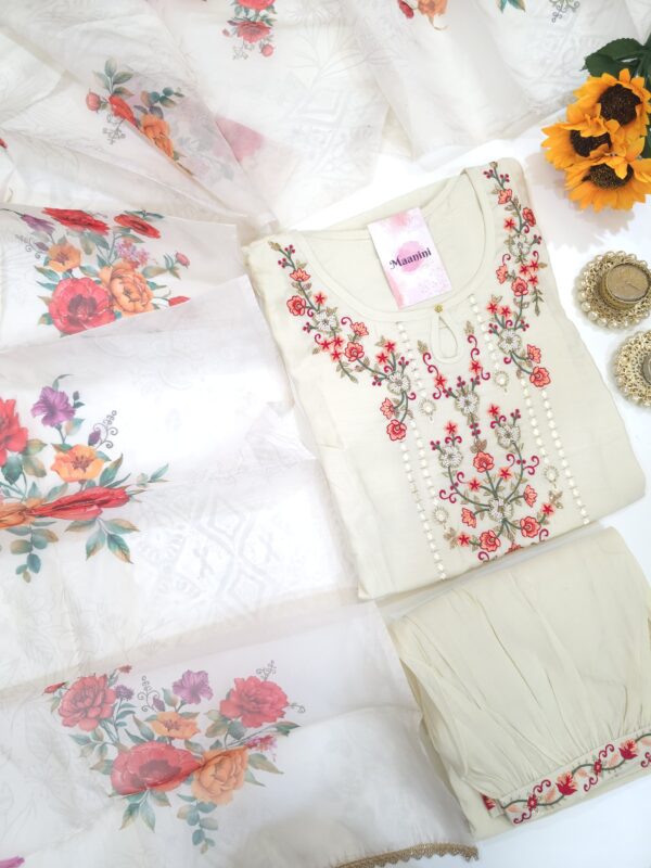 Readymade Silk Cotton suit with Afghani Pants & Digital print Dupatta